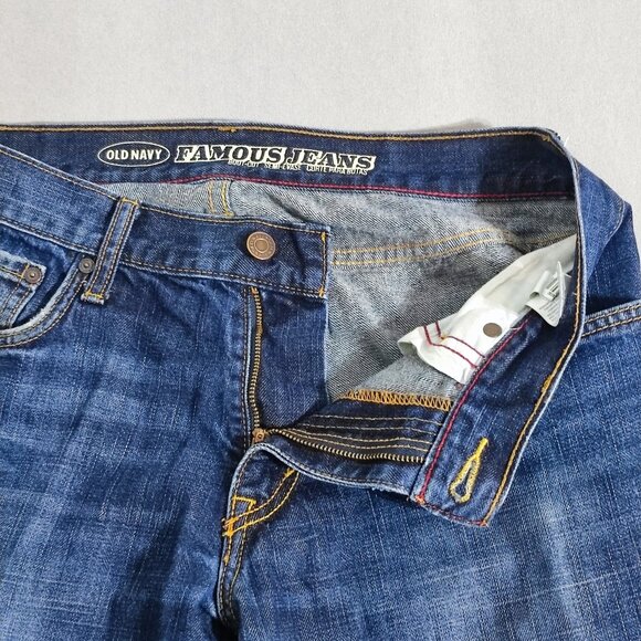 Old Navy Jeans men's size 30/32 dark wash ink blue Famous Jeans boot cut - Picture 8 of 13
